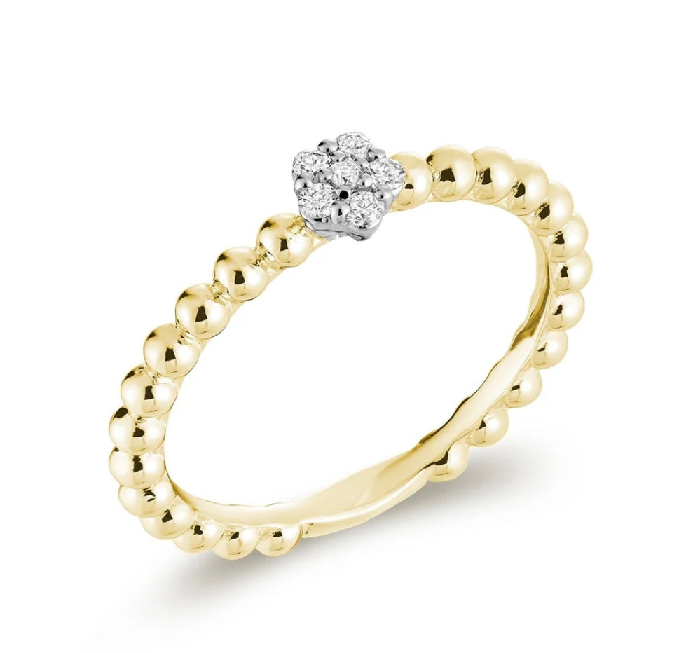 Bead and diamond ring