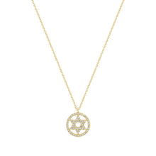 Load image into Gallery viewer, 14 K Star of David round frame Necklace