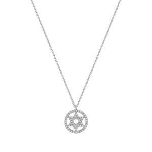 14 K Star of David round frame Necklace