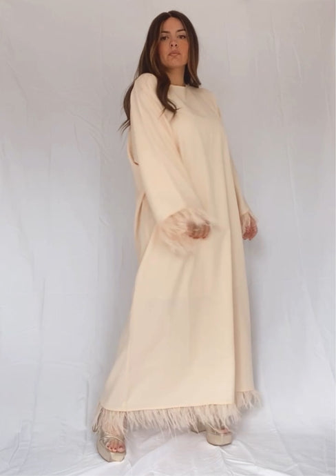 Feather oversized long dress