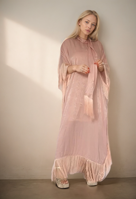 Pink fringe Kaftan dress