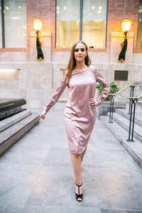 Sara Satin dress in blush